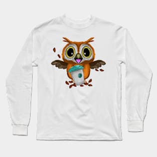 Funny owl and coffee cup Long Sleeve T-Shirt